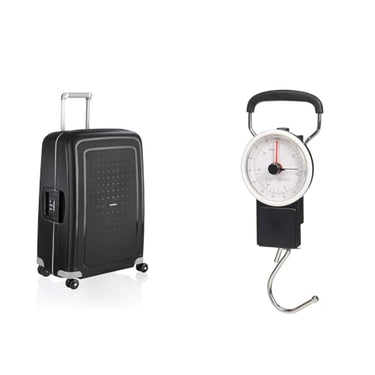 Samsonite S'Cure - Spinner Koffer, 69 cm, 79 L, Schwarz (Black) & Global Travel Accessories - Manuelle Gepäckwaage, 16 cm, Schwarz (Black) im Sale